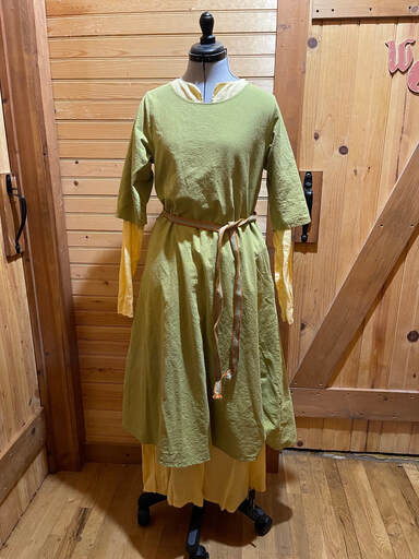 Early Medieval Linen Underdress Gown With Tablet Selvage for